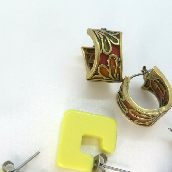 Vintage Pierced Earrings Lot of 3 Pairs Wire Posts Mid Century Modern Mixed - Picture 5 of 10